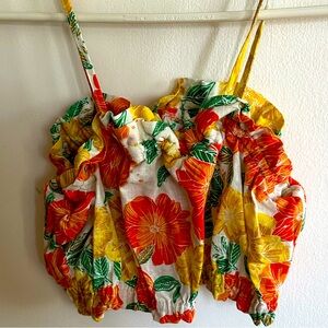 Zara Kids Size 13-14 Crop Top Island Pattern